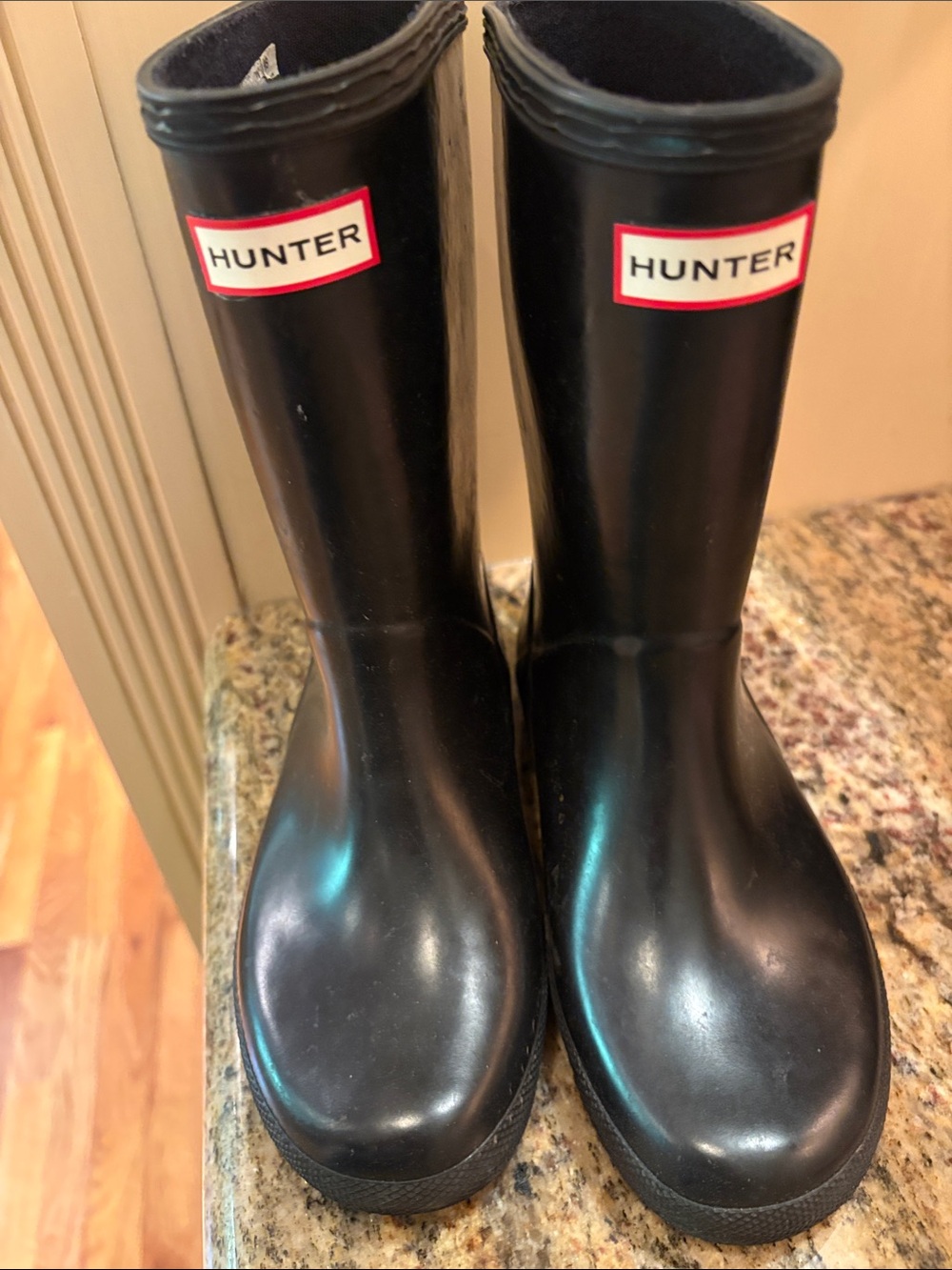 Hunter Kids Black Gloss Rain Boots